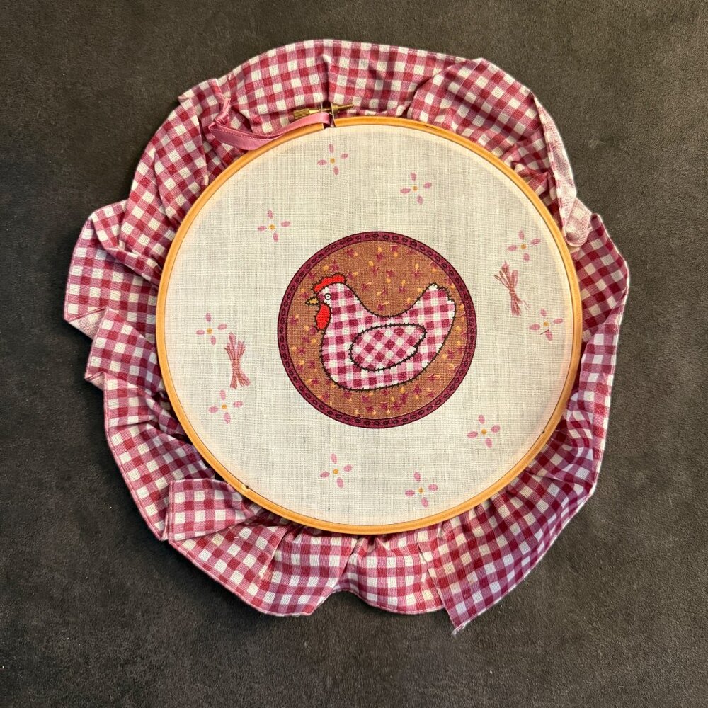 Vintage Chicken Embroidery Hoop Art